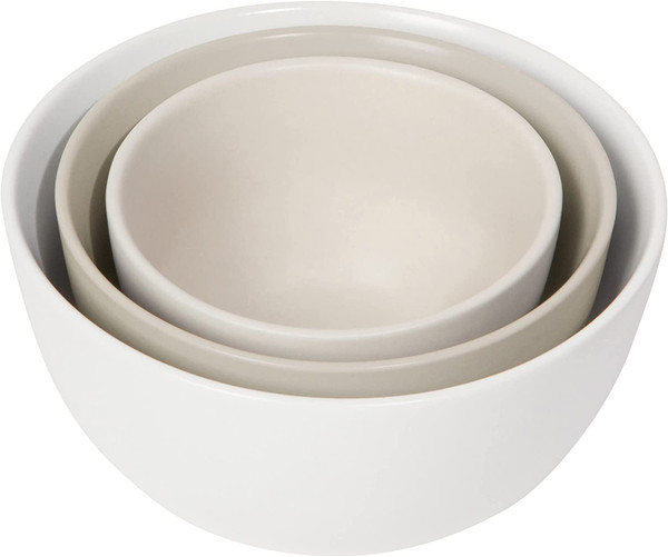 Now Designs Nesting Prep Bowls, Matte White - Set of 3 (L153002)
