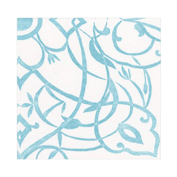 Caspari Paper Luncheon Napkins, Algarve Paper Linen in Aqua - 2 Pack (17461LG)