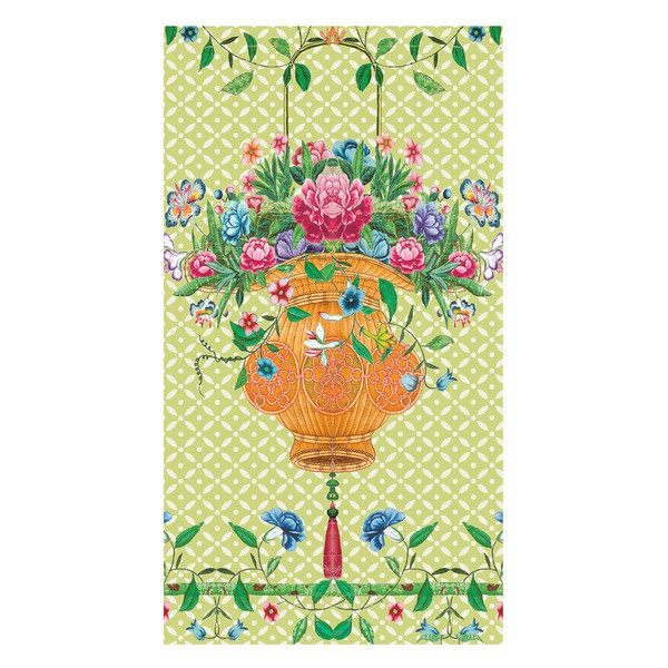 Caspari Paper Guest Towel Napkins, Wicker Basket in Green - 2 Packs (17500G)