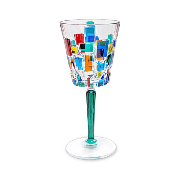 Gage Frank Lloyd Wright Wine Glass, Green Stem