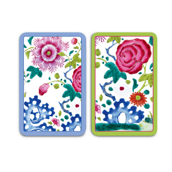 Caspari Bridge Playing Cards, Floral Porcelain - Set of 2 Decks (PC151)
