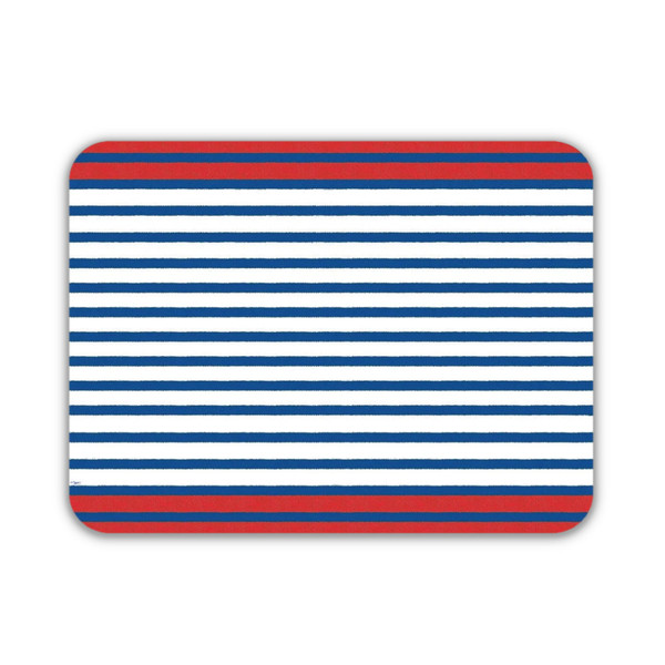 Caspari Rectangular Paper Placemats, Breton Stripe (Blue) (1208PPREC)
