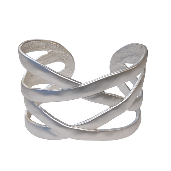 Rain Cuff Bracelet, Overlapping - Silver (B84S)