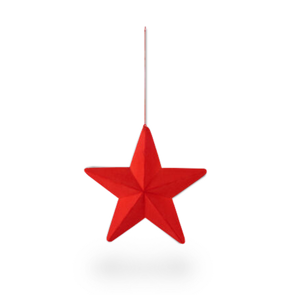 180 Degrees Hanging Flocked Star, Red -14.5" (WH0165B)