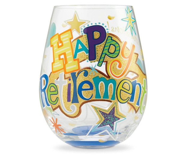 Enesco Lolita Stemless Wine Glass, Happy Retirement (6006303)