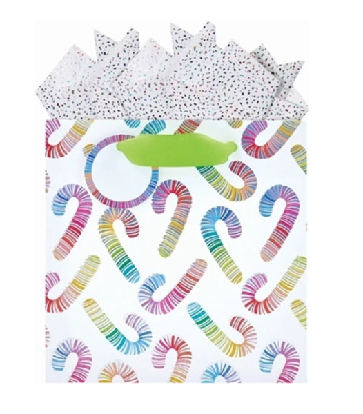 The Gift Wrap Company Small Truffle Gift Bag, Rainbow Canes (4775-41)