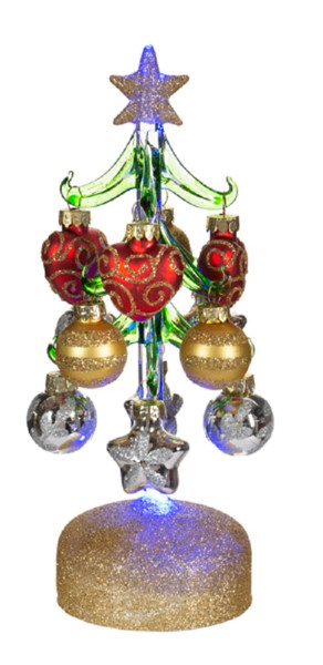 Ganz Light-Up Christmas Tree, Golden Swirl Heart Ornaments (EX21508B)