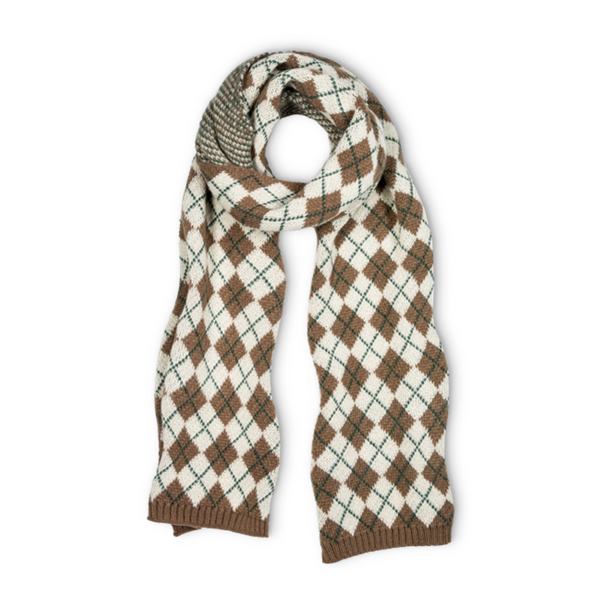 Ganz Argyle Christmas Scarf, Beige (EX20314B)