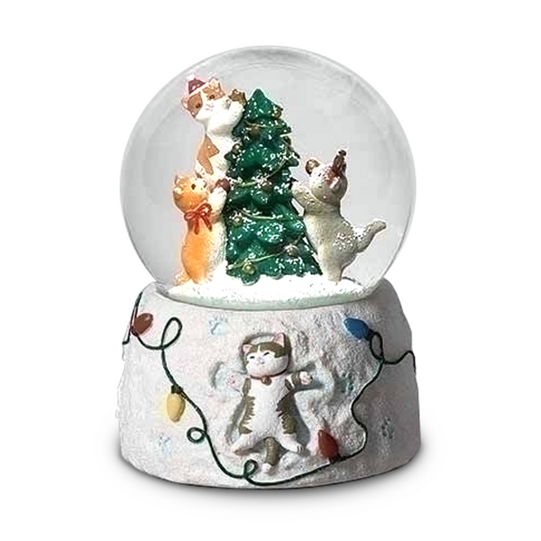 Roman Musical Glitterdome, Kitties with Tree (135296)