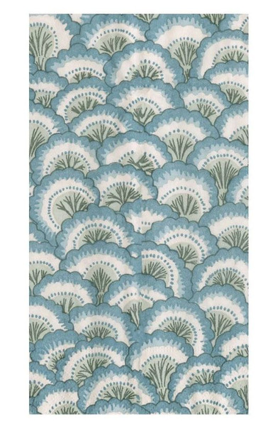 Caspari Paper Guest Towel Napkins, Blue Pontchartrain Scallop, 2 Pack (17791G)