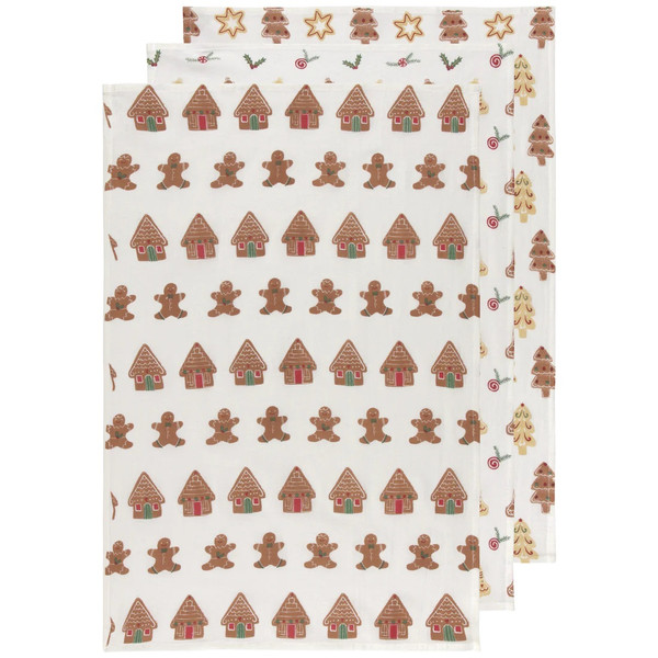 Now Designs Floursack Dishtowels, Christmas Cookies - Set of 3 (2221020)