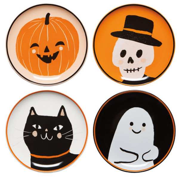 Now Designs Appetizer Plates, Boo Crew - Set of 4 (JPT1086D)