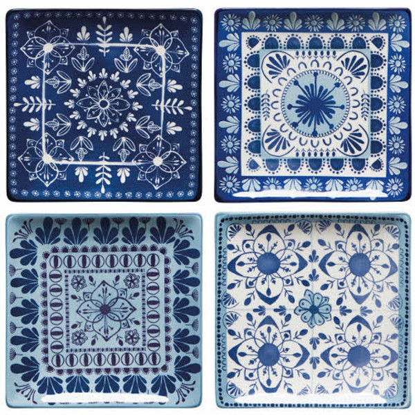 Now Designs Stamped Appetizer Plates, Porto - Set of 4 (HPT1153D)