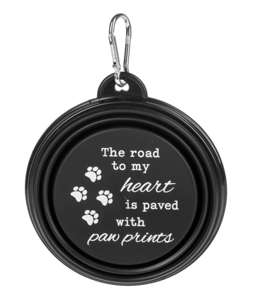 Ganz Collapsible Dog Bowl, The Road To My Heart Is Paved With Paw Prints (ER72930)