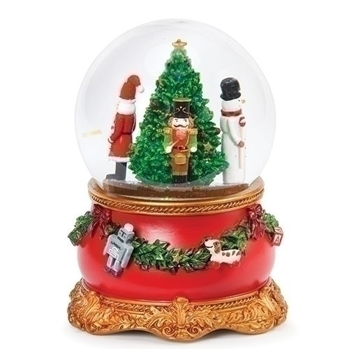 Roman Musical Glitterdome, Christmas Tree - with Santa, Snowman & Nutcracker (136038)