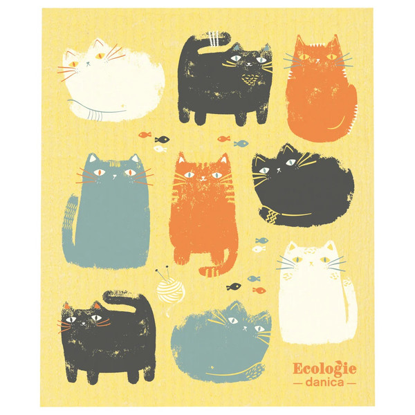 Now Designs Swedish Sponge Dishcloth, Purrfect Pals (2000120)