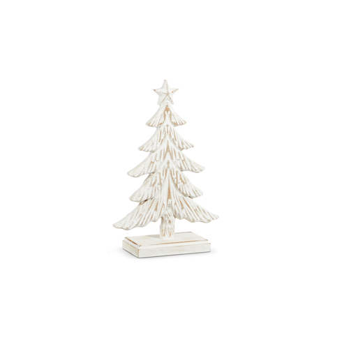Raz Imports Carved Wood Figure, Whitewash Trees - 14.25" (4154222MD)