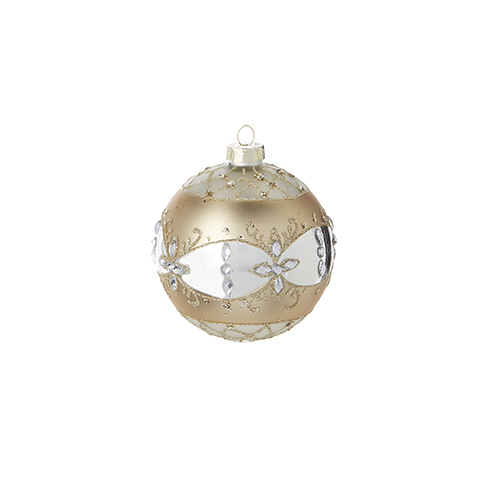 Raz Imports Ornament, Gold Patterned - Ball Shape (4222838A)
