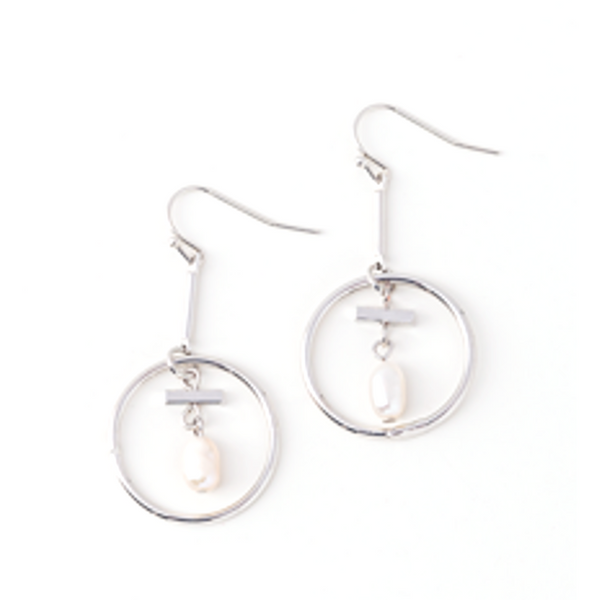 Ganz Pearl Earrings, Silver (FEAR112-SILVER)