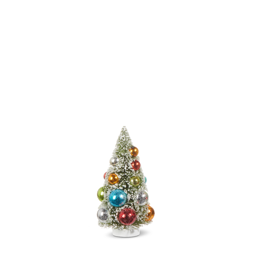 Raz Imports Bottle Brush Tree, Snowy with Ornament - 6.25" (4316153SM)