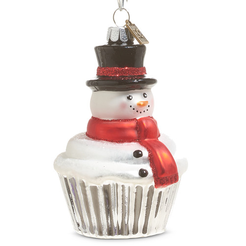 Raz Imports Ornament, Melting Snowman Cupcake - 4" (4353139)