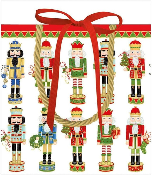 Caspari Small Square Gift Bag, Nutcracker Parade (9672B1.5)