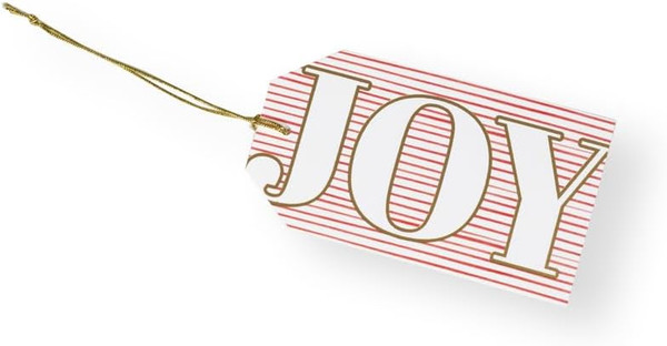 Caspari Pack of 4 Hanging Gift Tags, Joy Stripes Foil (HT061)