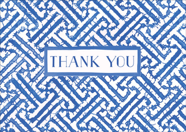 Caspari Thank You Notes, Fretwork in Blue - Box of 8 (91607.44B)