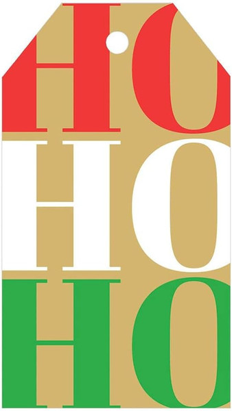 Caspari Gift Tags, Ho Ho Ho Classic Foil (HT051)