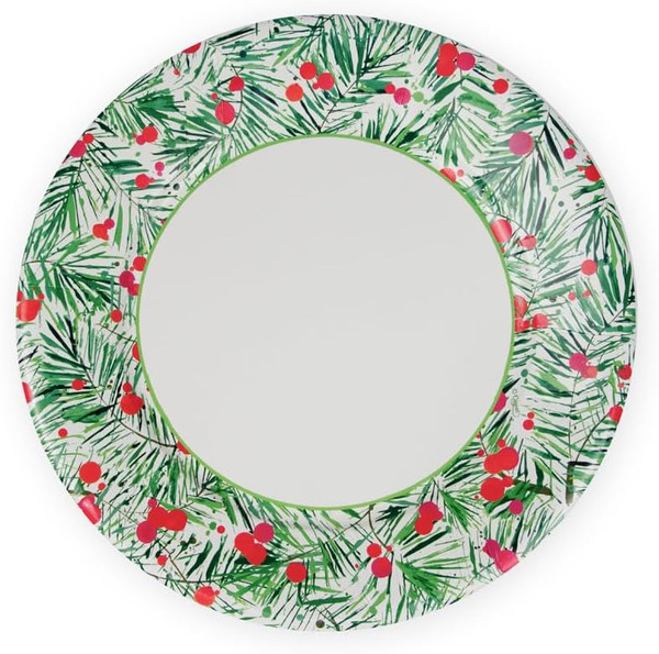 Caspari Round Paper Dinner Plates, Modern Pine - 2 Packs (17630DP)