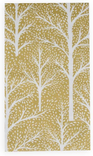 Caspari Paper Guest Towel Napkins, Winter Trees Gold & White - 2 Packs (17670G)