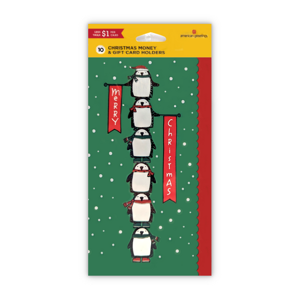 Papyrus Christmas Money & Gift Card Holders, Penguins with Banner - Pack of 10 (6961369)