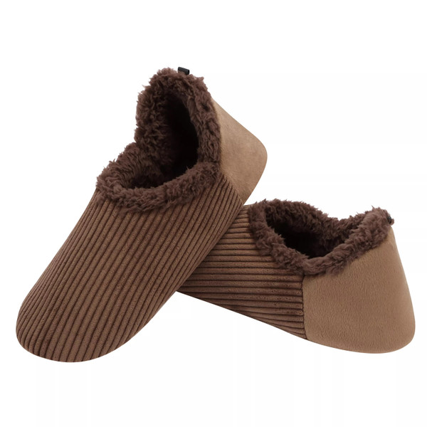 Snoozies Men's Corduroy Slippers, Chocolate - Extra Large (MCBC-CHOC)