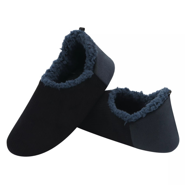 Snoozies Men's Corduroy Slippers, Navy - Large (MCBC-NAVY)