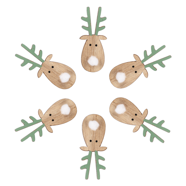 Midwest Ornaments, Wooden Reindeer - Set of 6 Teal (MX184705D)