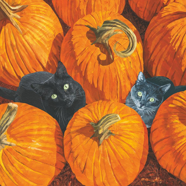 Paperproducts Design Beverage Napkins, Pumpkin Patch Cats - 2 Packs (125002451)
