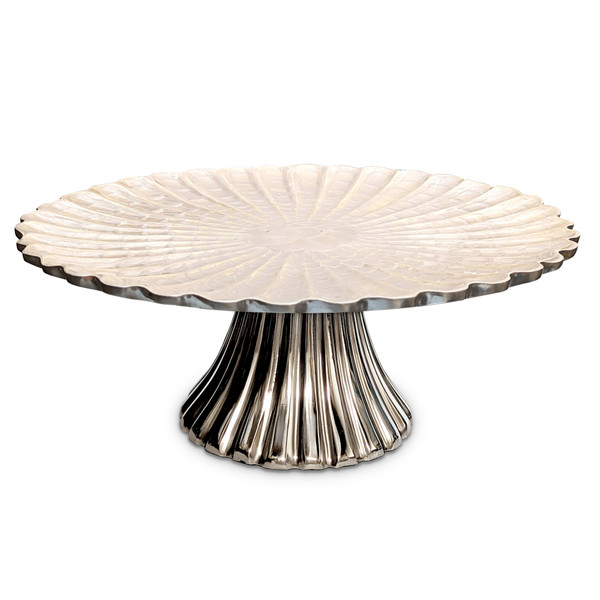 One Hundred 80 Degrees Aluminum & Enamel Cake Stand, Cream (IN0645)