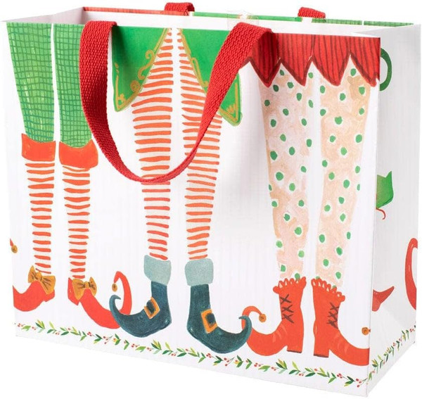 Caspari Large Gift Bag, Elf Stockings (9804B3)