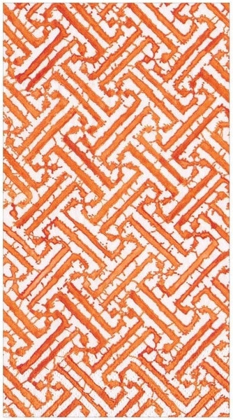 Caspari Paper Guest Towel Napkins, Orange Fretwork - 2 Packs (16452G)