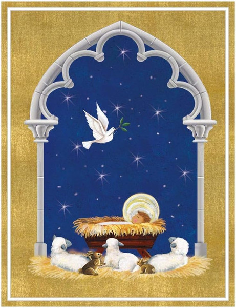 Caspari Boxed Christmas Cards, Creche Scene - 16 Cards & Envelopes (88209)