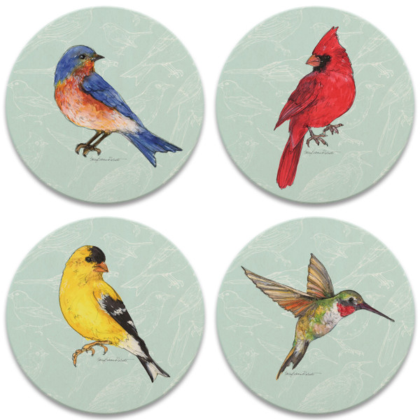 CoasterStone Round Coasters, American Songbirds - Box of 4 (AS302)