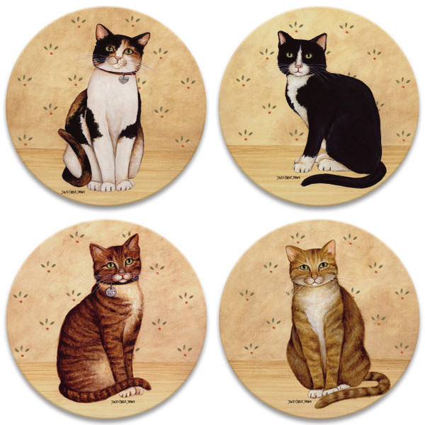 CoasterStone Round Coasters, Country Kittens - Box of 4 (AS1595)