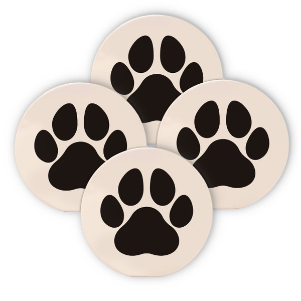 CoasterStone Round Coasters, Paw Print - Box of 4 (CS681)