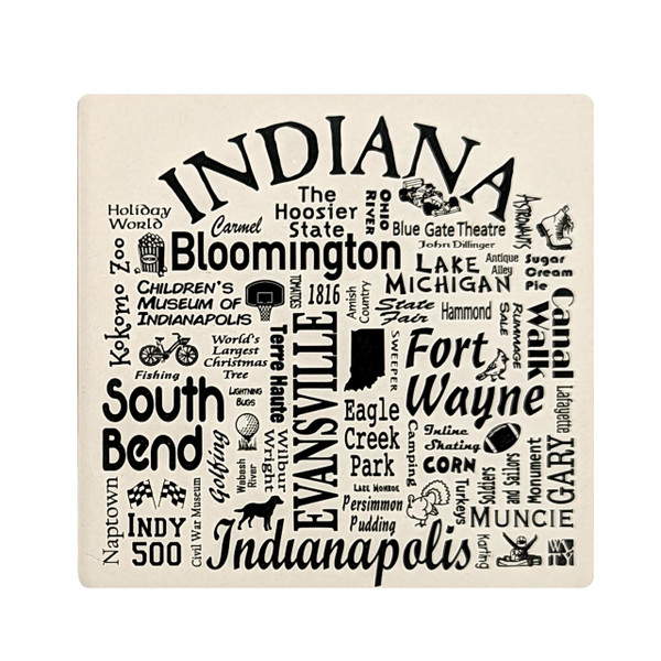 CoasterStone Square Coasters, Where Life Takes You (Indiana) - Box of 4 (SQ300-IN)