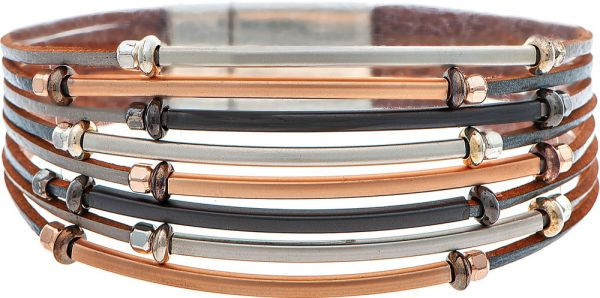 Rain Magnetic Bracelet, Multimetal Bars - Multicolored (MB257)