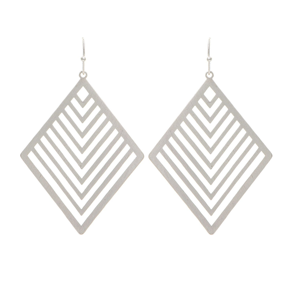 Rain Dangle Earrings, Illusion Lines Kite - Silver (E3958S)