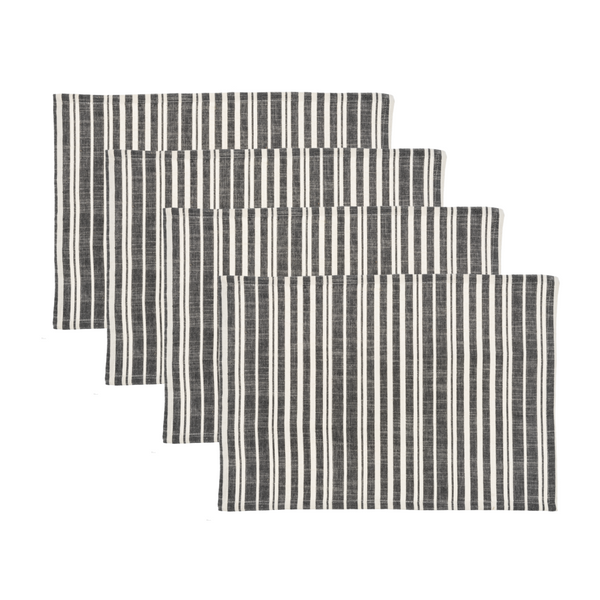 Midwest Placemats, Black & Natural Ticking Stripe - Set of 4 (CB179899)