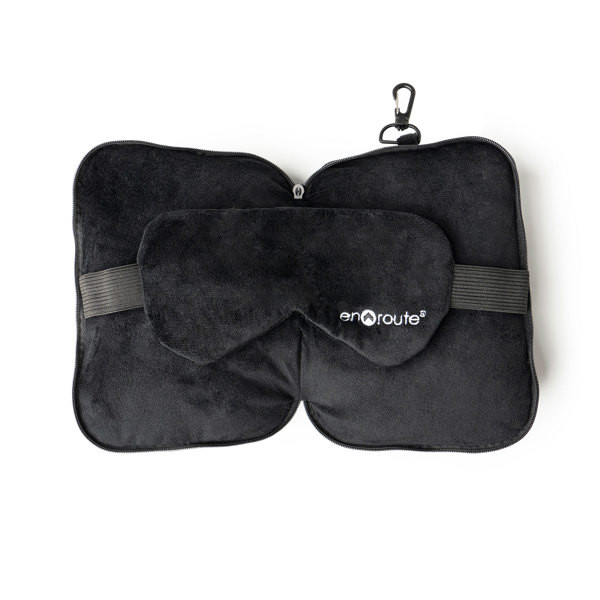 DM Merchandising Enroute Zzz Pod Travel Pillow & Eye Mask, Black (ENRZP-BLK)