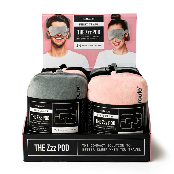 DM Merchandising Enroute Zzz Pod Travel Pillow & Eye Mask, Pink (ENRZP-PNK)