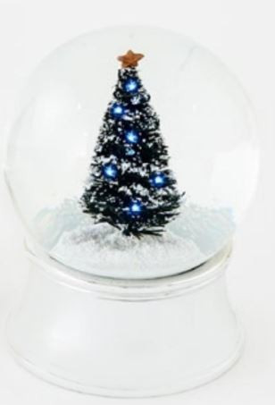 One Hundred 80 Degrees Lighted Tree Water Globe, Silver (GG0038B)